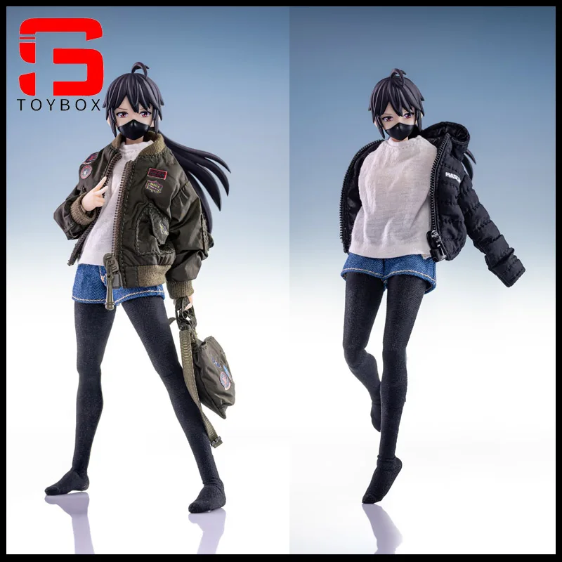 HASUKI CS007 CS008 CS009 1/12 Scale Air Force Jacket T-shirt Denim Shorts Down Jacket Clothes Model Fit 6'' Female Soldier Body