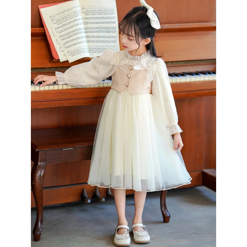 

Girls' Dress Spring New Elegant Long Sleeve Princess Dress Children's Spring and Autumn Puffy Dress Birthday Dress