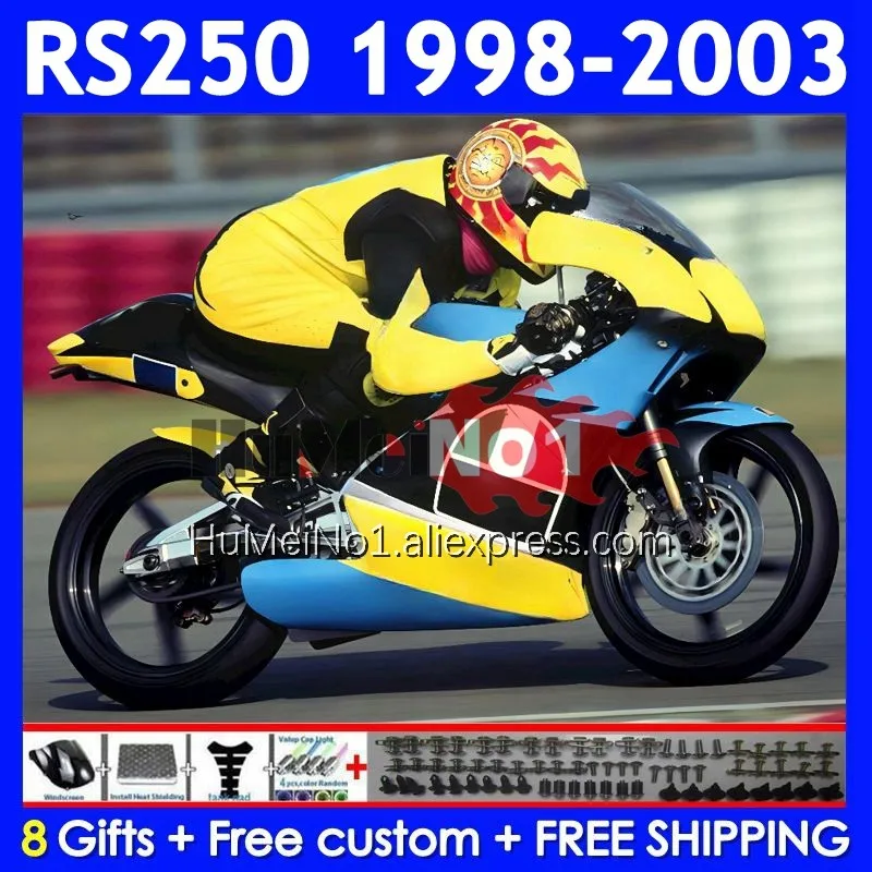 RS250RR blue yellow For Aprilia RSV250 RS 250 RS250 RR 98 99 00 01 02 03 318No.84 RS-250 1998 1999 2000 2001 2002 2003 Fairing