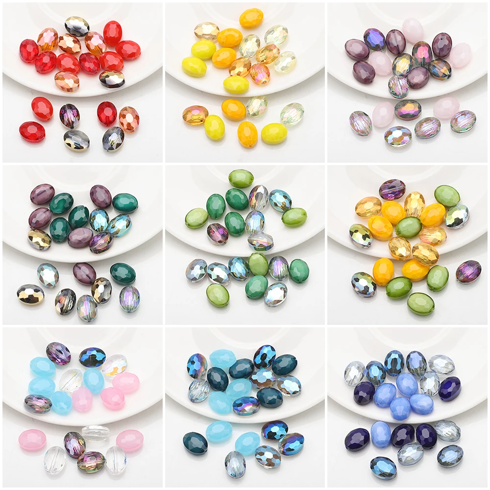 Pendant Color Series 9X12MM 20Pcs Contrast Electroplated Porcelain Jade Mixed Color Handmade Jewelry DIY Accessories Glass Beads