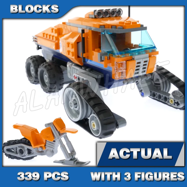 339pcs City Arctic Scout Truck Loading Bay Snow Bike Moving Track Ice Wall Cave 10995 Building Blocks Toys Compatible With Model