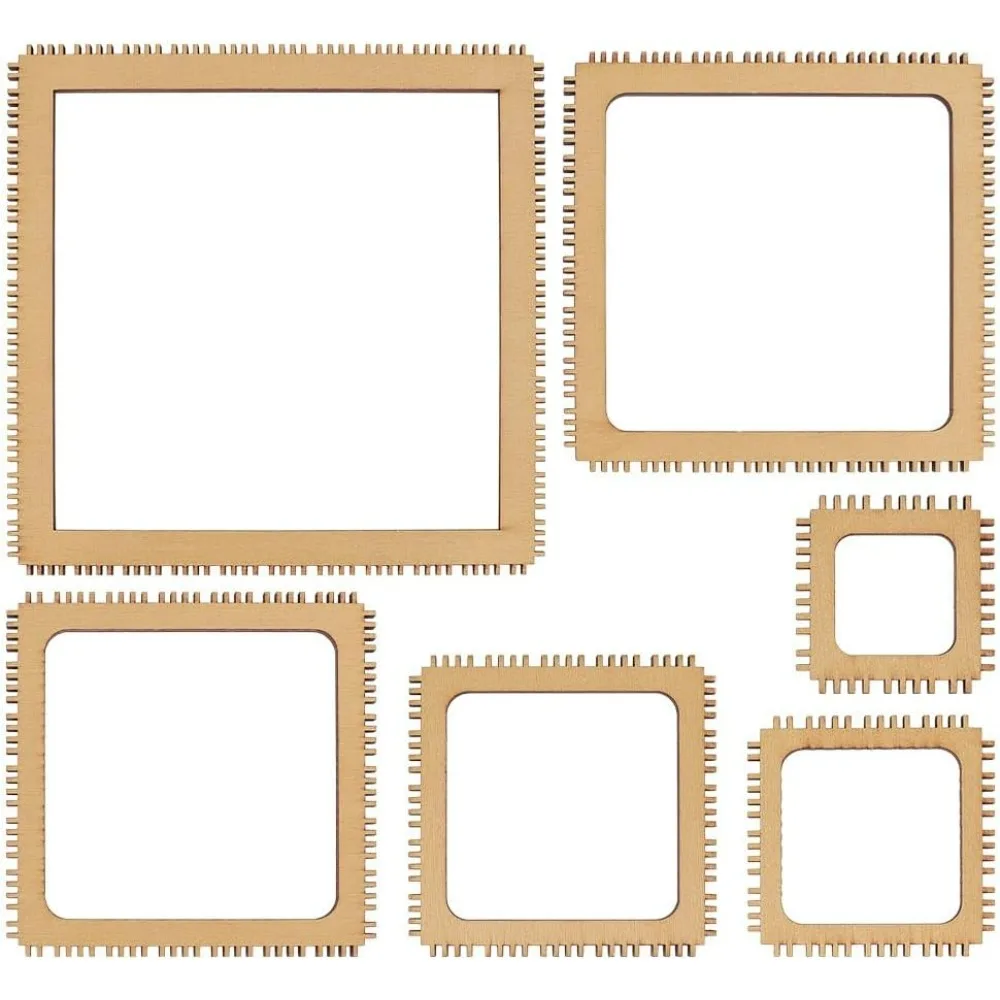 Webstuhl-Set aus Pappelholz in 6 Größen, quadratisch, DIY-Webstuhl, DIY-Webkunst, Wandteppich, Webstuhl zum Aufhängen, Dekor, gewebter Wandteppich