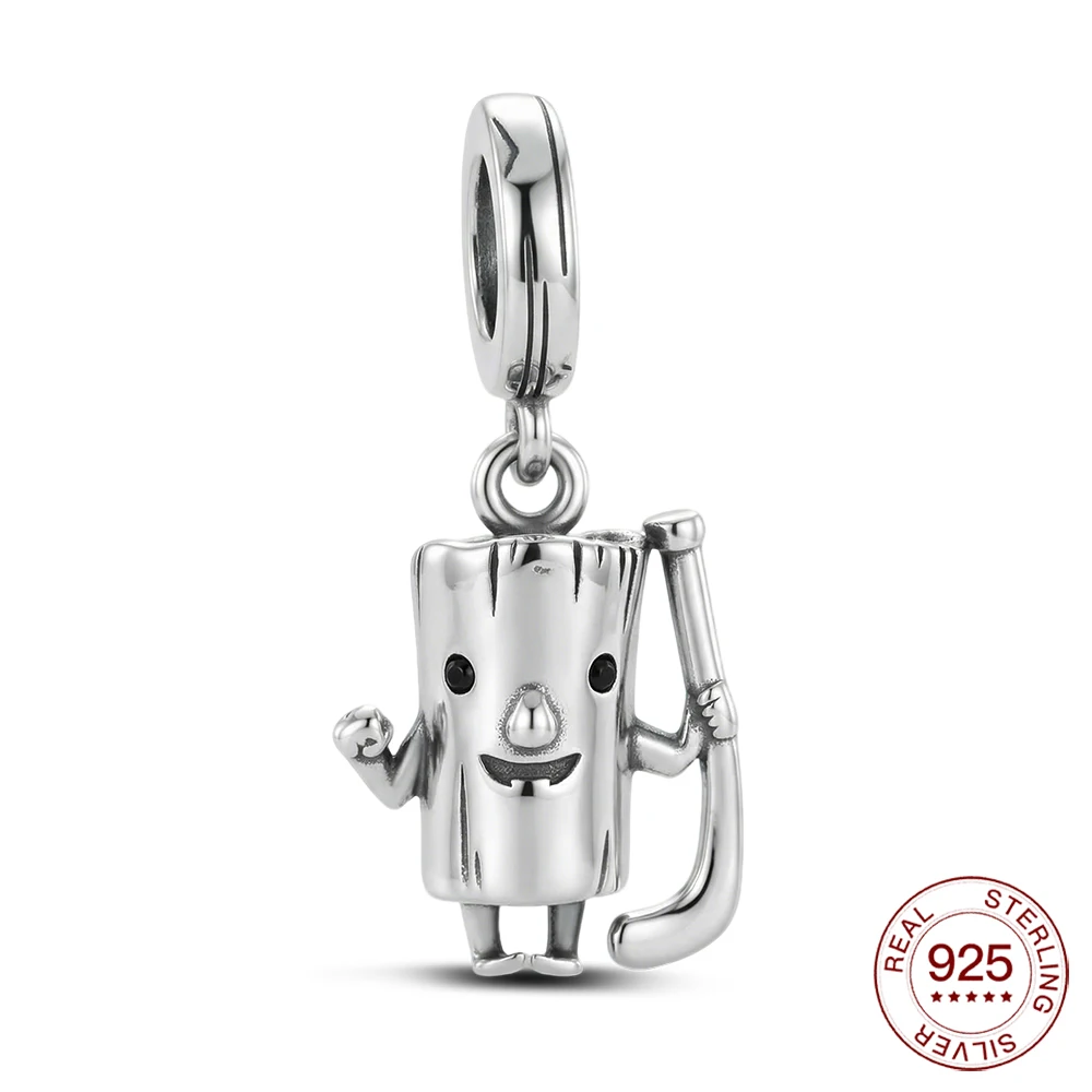 925 Sterling Silver Cartoon Charms Stick Brother Pendant Fit Bracelet Diy For Women Elegant Fashion Jewelry Graduation Gifts