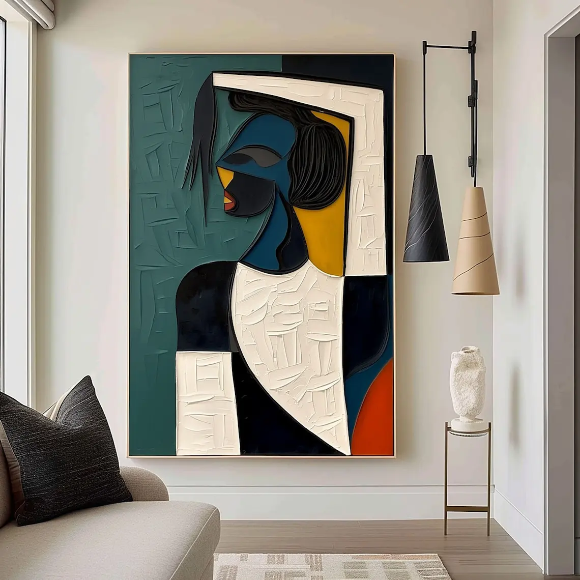 Large Colorful 3D Textured Mural Original Hand-painted Abstract Canvas Painting Picasso-style  Painting Modern Wall Art Decor