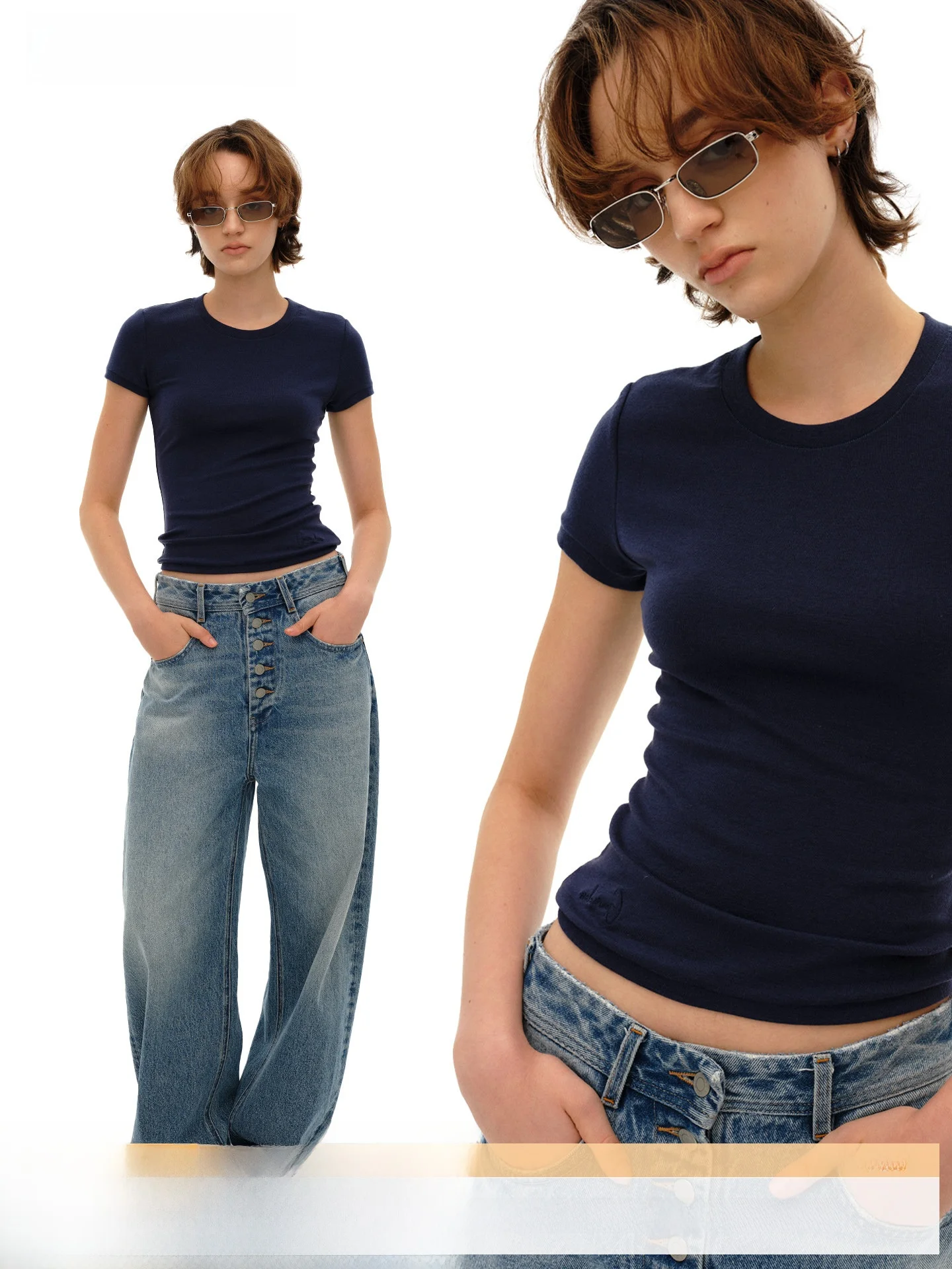 

Gowireless Casual Style Short Sleeve T-Shirt Mixed Fiber Wool Lyocell Fabric Regular Fit round Neck Knitted Top for Women