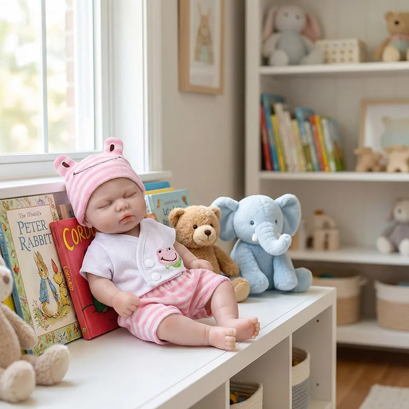 12inch No Hair Pickle Multiple clothing options Cute Full Solid Silicone Flexible Elastic  Lifelike Reborn Doll for Collectors