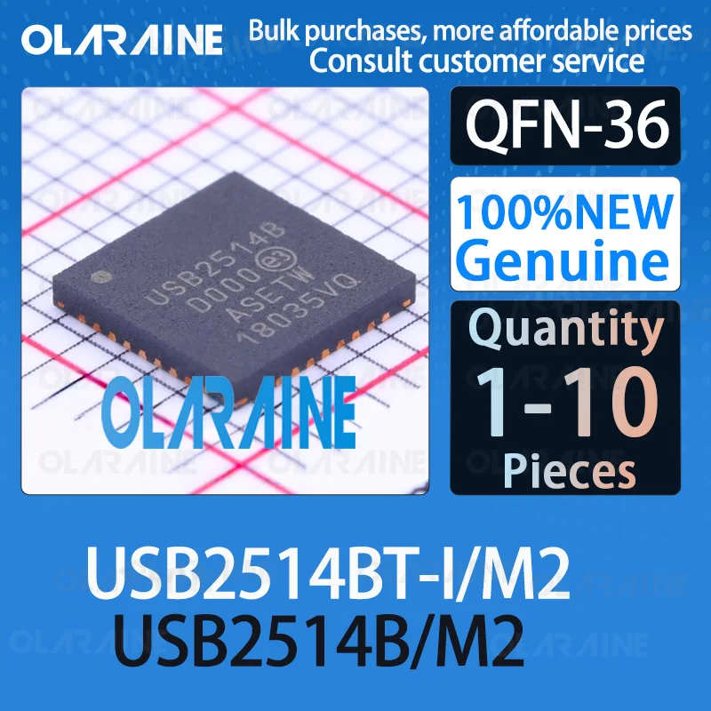 

1/5/10Pcs Original USB2514BT-I/M2 USB2514B/M2 QFN-36 USB interface integrated circuits Speed High Speed (HS) Data rate 480 Mb/s