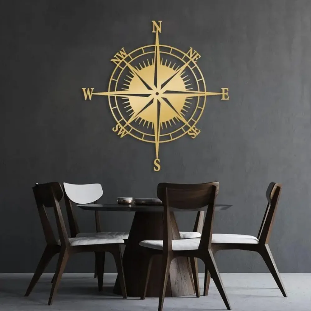 CIFBUY Metal Wall Art Vintage Nautical Navigation Map Waterproof Decor For Living Room Office Home Hanging Ornament Gift
