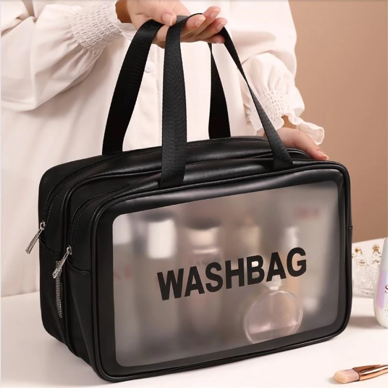 

Portable Travel Wash Bag Double Layer Transparent Makeup Pouch Case Waterproof Swimming Toiletry Bath Bags Cosmetic Organizer