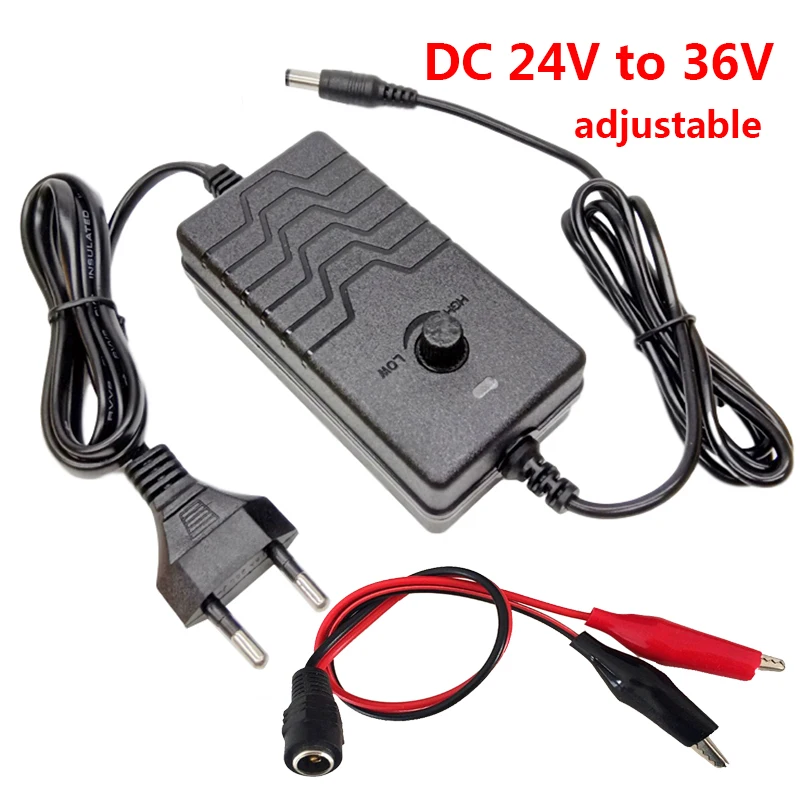 DC Adjustable Power Supply Universal Source 24v to 36v 2A 26V 28V 30V Power Supply Adapter 24 to 36 Volt DC Wire Cable