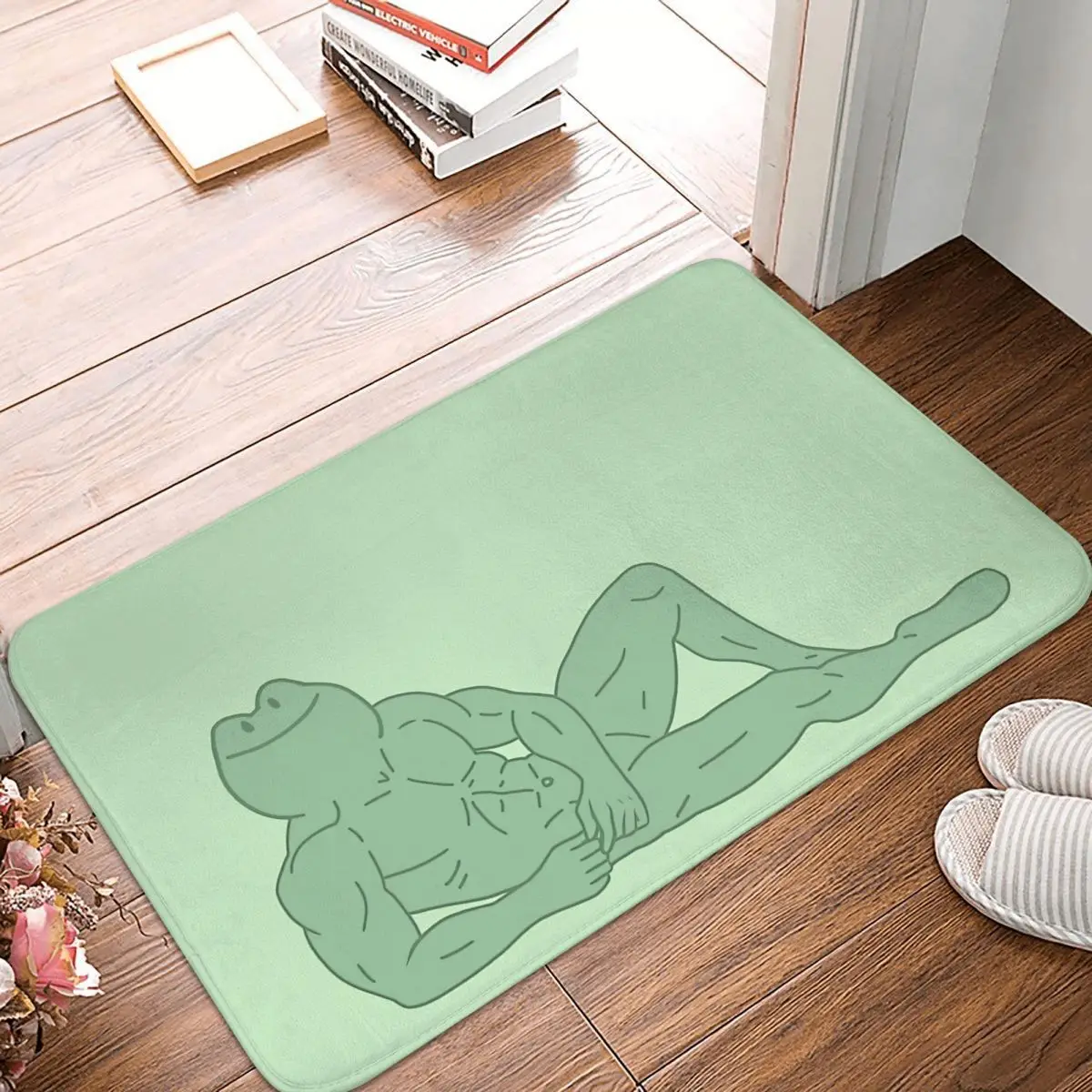 Frog Pet Lover Non-slip Doormat Buff Take A Breather Bath Kitchen Mat Prayer Carpet Flannel Modern Decor