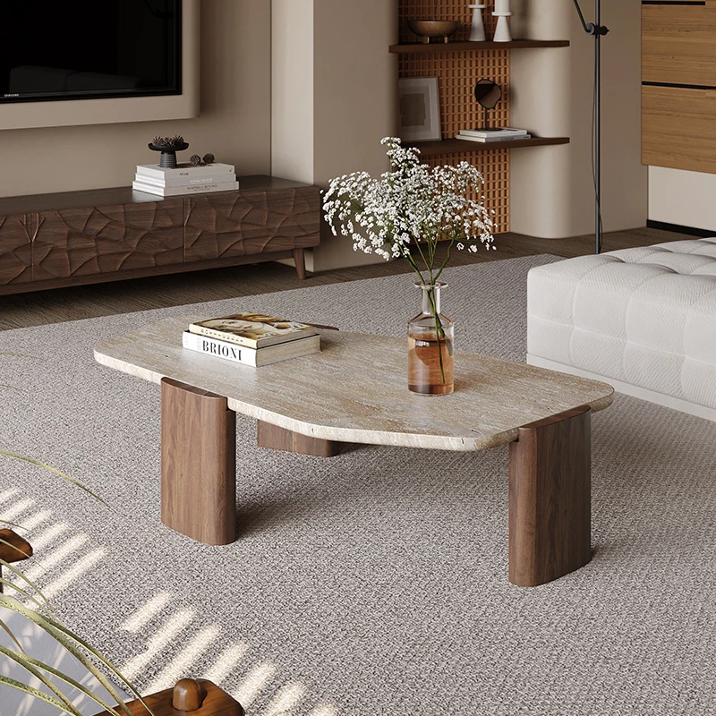 Any Size Custom Wabi Sabi Travertine Coffee Table Organic Minimalist Home Boutique Heat Scratch Resistant Artisan Customizable T