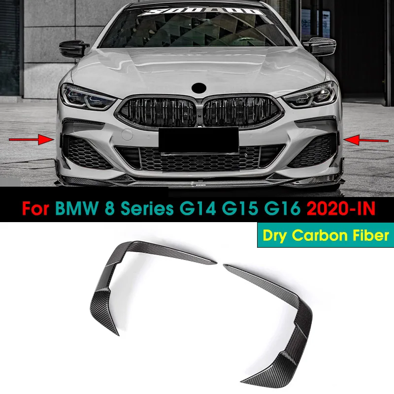 

Dry Carbon Fiber Front/Rear Bumper Canards Fin Flaps Trim For BMW 8 Series G14 G15 G16 M Sport 2018-IN Car Splitter Canards Body