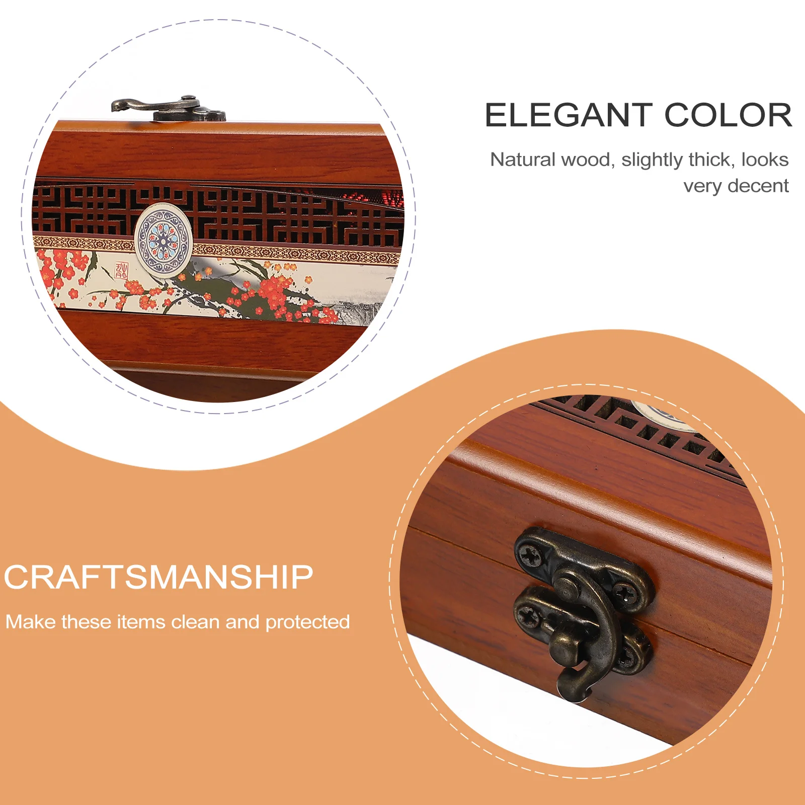 

Wooden Jewelry Box Thick Natural Wood Storage Case For Bracelets Watches Brooches Hairpins Gift Organizer Linen Lined Vintage