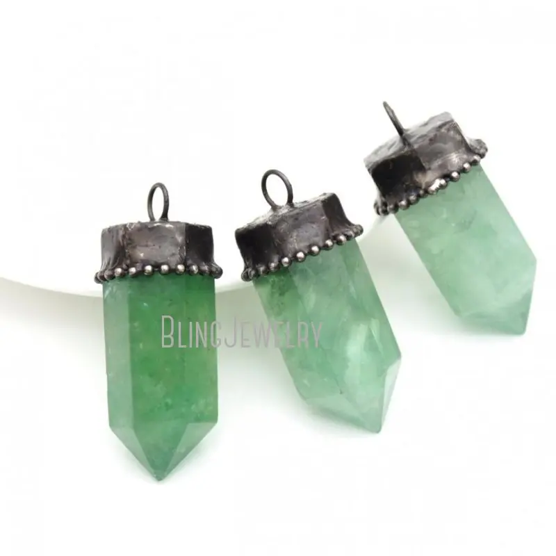 

PM41223 Sea Green Fluorite Healing Crystal Point Talisman Necklace Pendant Stone Pendulum Obelisk