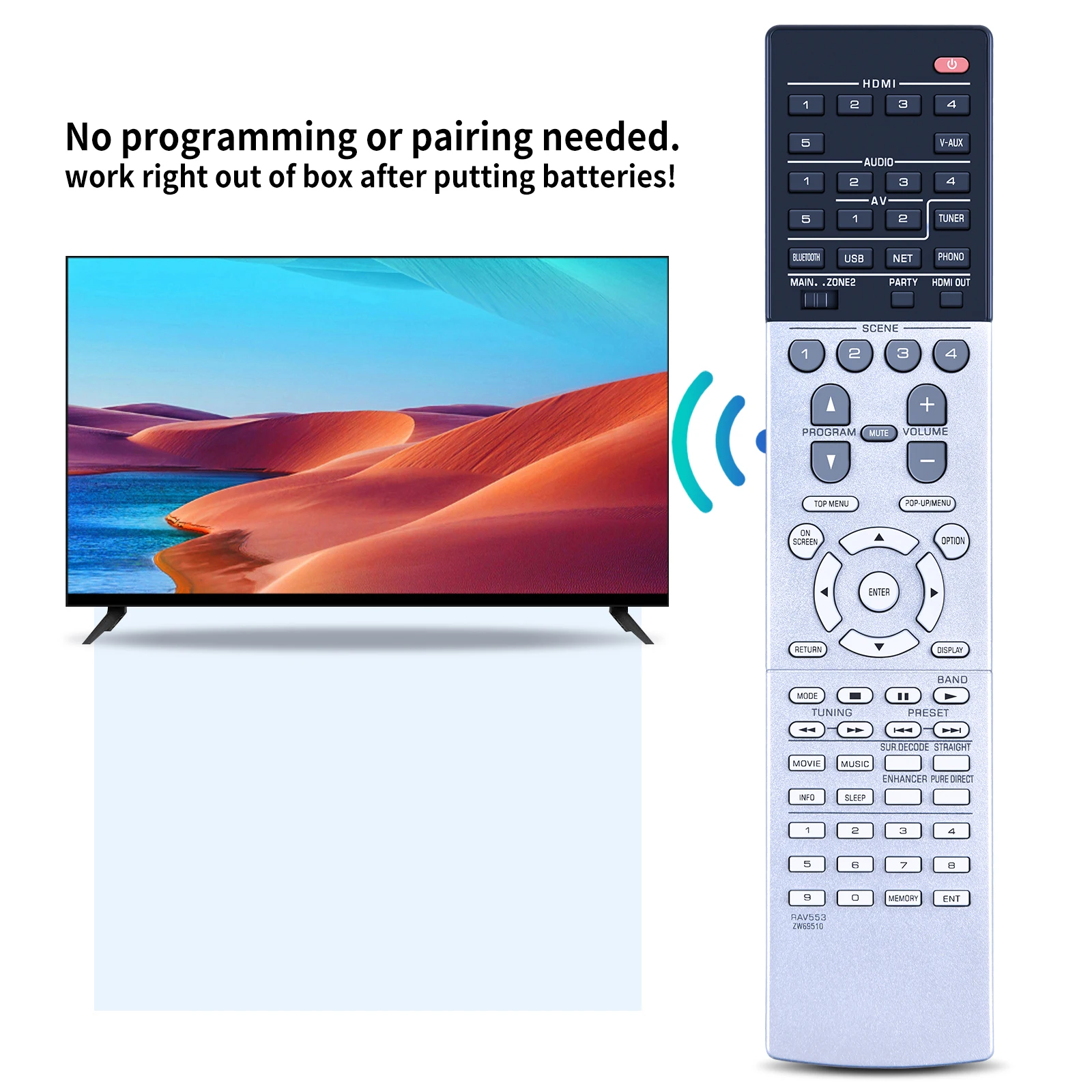 Remote Control For Yamaha AVENTAGE RAV553 ZW695100 RX-V683 RAV542 ZP601700 RX-AS710D RX-A1050 home theater Network AV Receiv