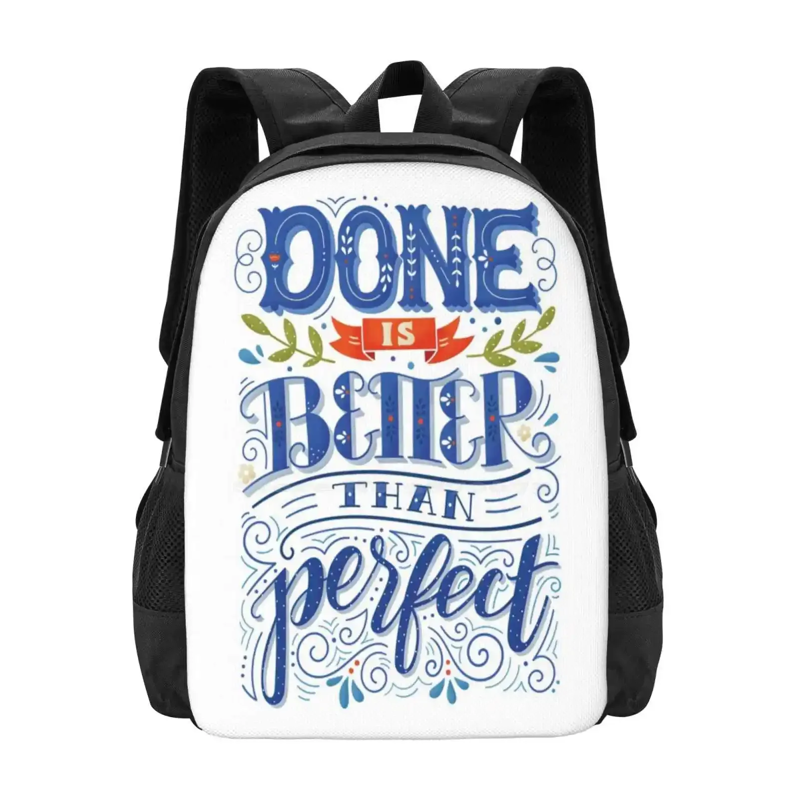 

Done Is Better Than Perfect Bag Backpack For Men Women Girls Teenage Typography Lettering Type Text Quote Done Is Better Than