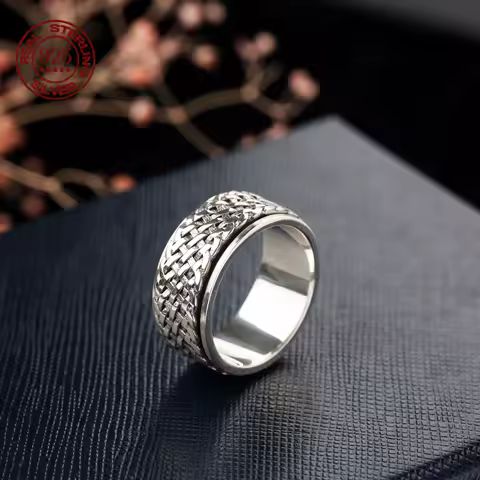 Handmade S925 Sterling Silver Rings Argent 925 Rings For Women Men Spinner Pure Silver Ring Solid Silver Jewelry Birthday Gifts