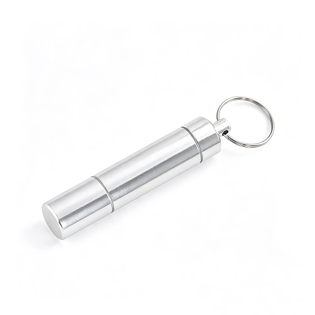 2pcs Aluminum Alloy Cigarette Case Portable Waterproof Pill Box Holder with Keyring Pocket Toothpick Capsule Container Mens Gift