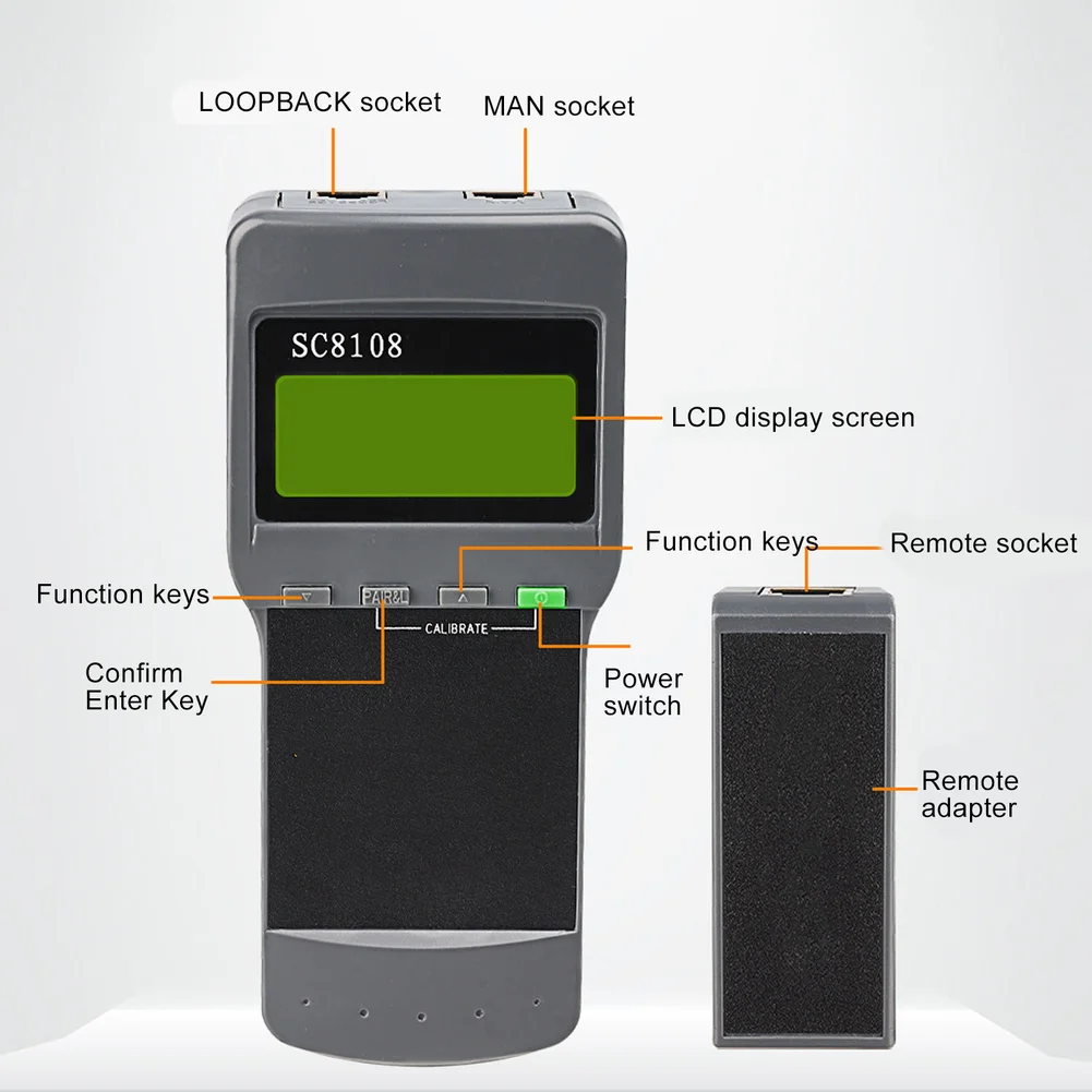 SC8108 Cable Tester with Dynamic Calibration for Measuring Cable Length and Identifying Wire Pair Assignments on UTP Cables