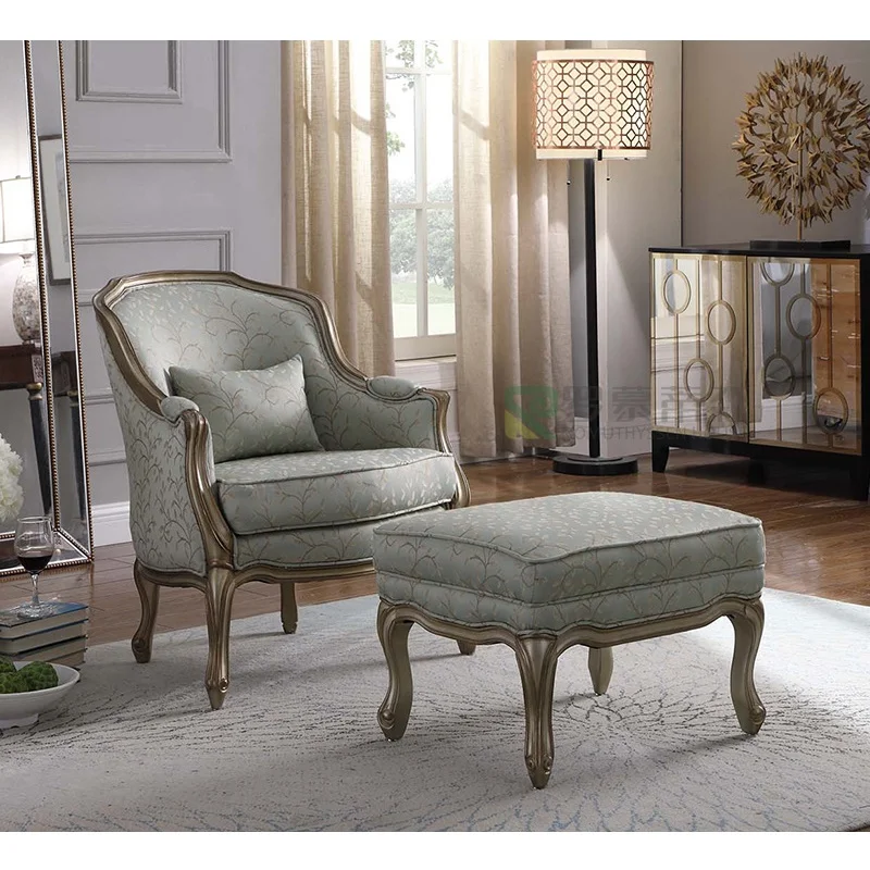 American-style fabric single sofa chair light luxury European-style living room household solid wood leisure chair tiger chair s