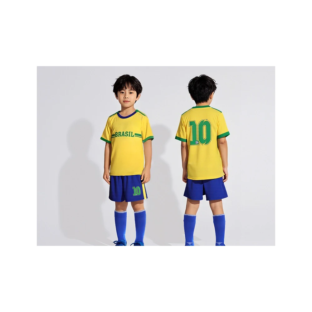 

Jersey Game Team Short Sleeve Uniform Training Shorts with BRASIL10 Men's Sports Suit football jersey set printed on it