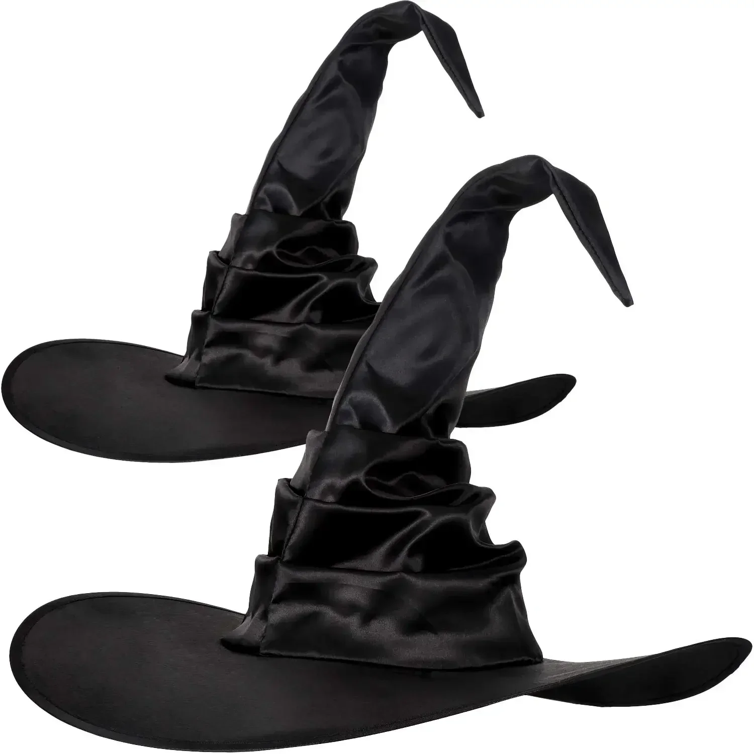 Halloween Witch Hats Black Folds Wizard Hat for Women Men Masquerade Party Cosplay Props Decoration Carnival Party Hats