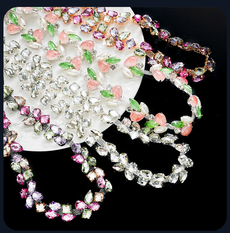 10 Yards Strass-Kette Kristall-Diamant-Accessoire DIY Bastelbedarf Geschenk Hochzeitsfeier Dekoration Strass-Band Nähzubehör – Detail 2