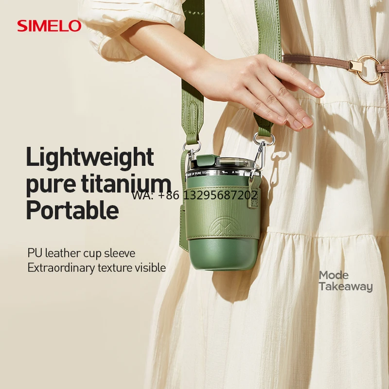 

SIMELO New Product 380ml Pure Titanium Coffees Insulated Mug Matte Spraying Vintage Espresso Cup Vacuum Flask Thermos in Stock