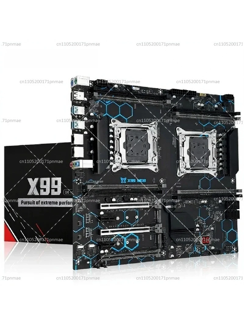 X99 Dual CPU Motherboard LGA 2011-3 for Dual Xeon Processors, NVMe M.2 Slot, 8 DDR4 RAM Slots Max 256G, USB 3.0