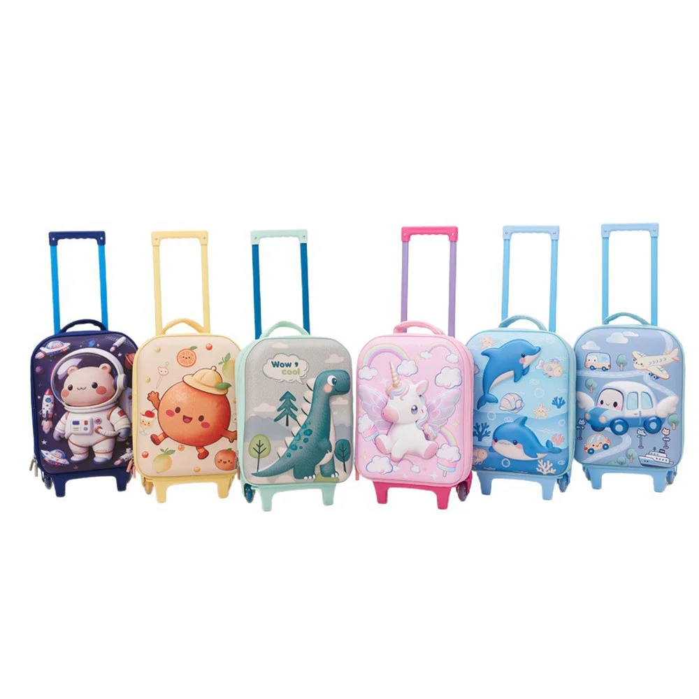Kids Rolling Luggage Cute Cartoon Suitcase for Girls Boys 2-8 Years Lightweight Carry On Travel Bag with Quiet Wheels