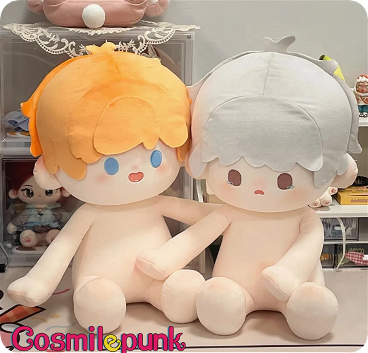 Original Plush 40cm Doll Boy Sitting Body Orange Silver Hair Toy Clothes Outfit Cute Props Cosplay Kpop Gift Non-attribute