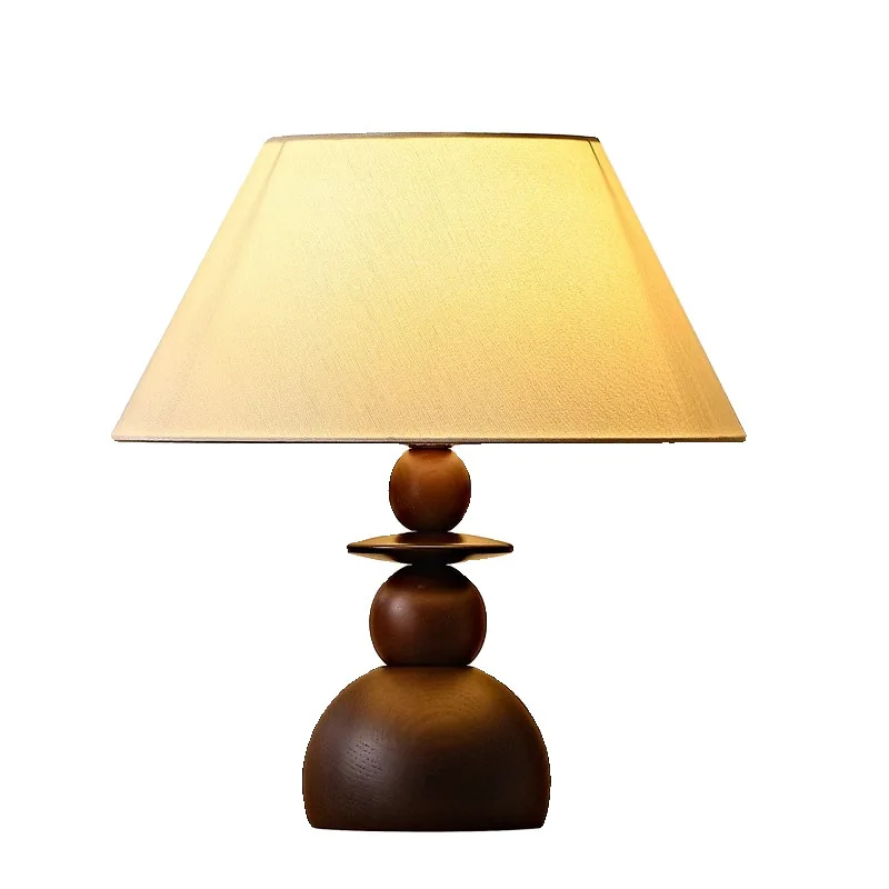 

French vintage medieval table lamp, solid wood, South Sea style, American Chinese wabi-sabi, designer bedside