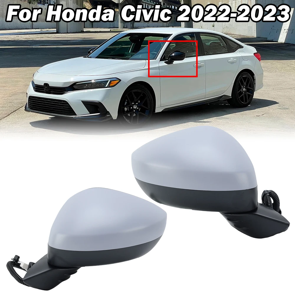 

3-проводное зеркало заднего вида в сборе для Honda Civic 2022-2023, праймер-серый без подогрева, боковое зеркало заднего вида, автомобильные аксессуары