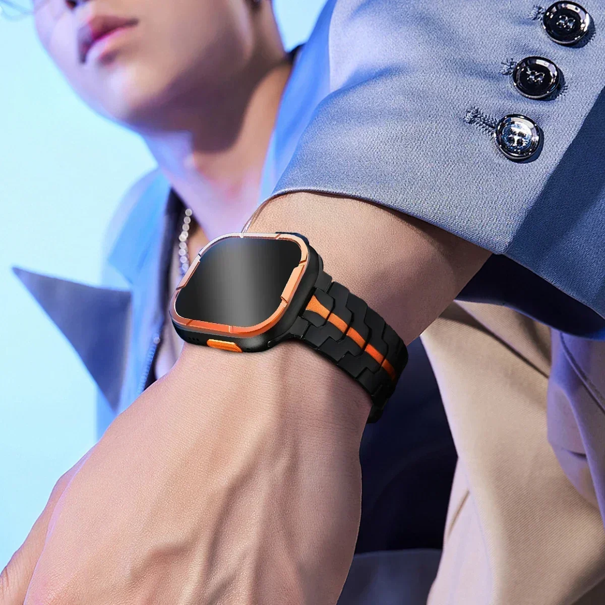 واقي شاشة من الزجاج المقسى لساعة أبل الترا 3/2/1 إطار معدني لساعة iWatch Ultra 49 ملم طبقة رقيقة واقية عالية الدقة مضادة للخدش