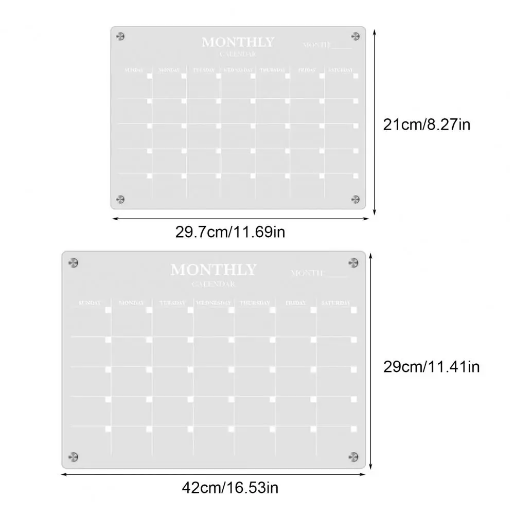 Акриловая доска для планирования Магнитная ежемесячная доска-планировщик с 6 цветными маркерами Акриловая доска для планирования календаря на холодильник