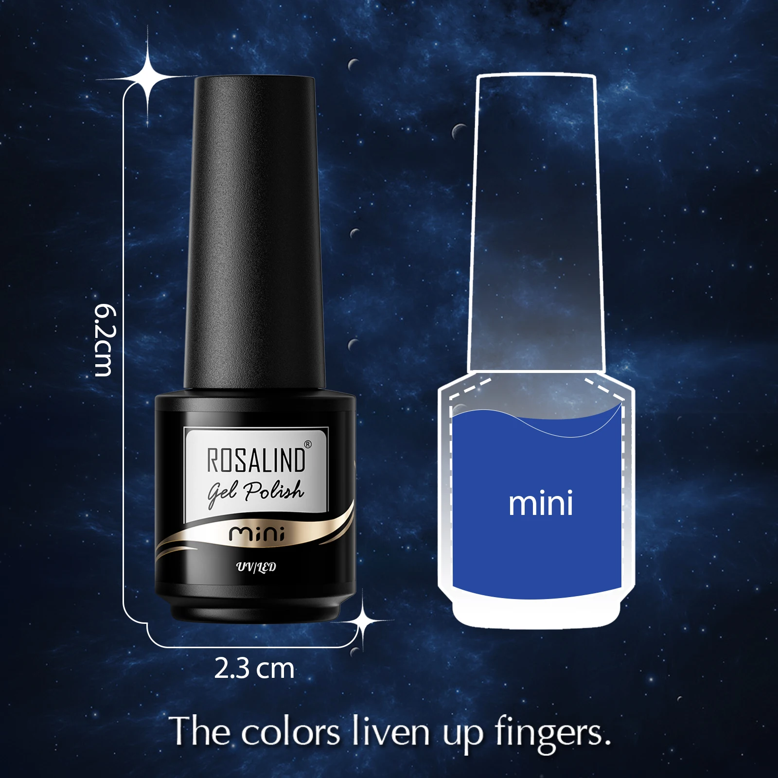 ROSALIND 4/6 Stück Gel-Nagellack-Maniküre-Set, glänzende Farben, Nagelgel, semi-permanente Basis, Decklack, UV-Gel, Nagelkunst-Design, Hybrid