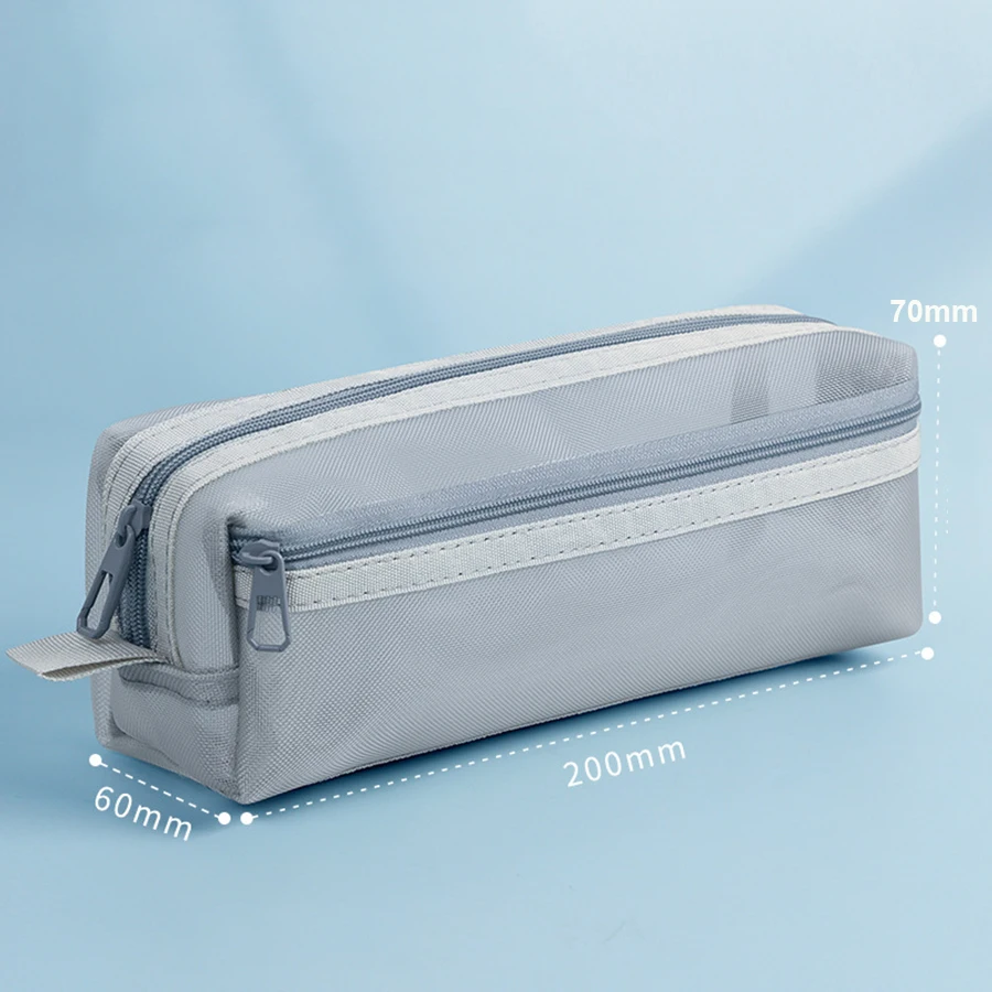 Astuccio per matite a rete con griglia grande Astuccio per penne con scomparto Astuccio per matite multifunzione portatile trasparente Astuccio per trucco trasparente stazionario