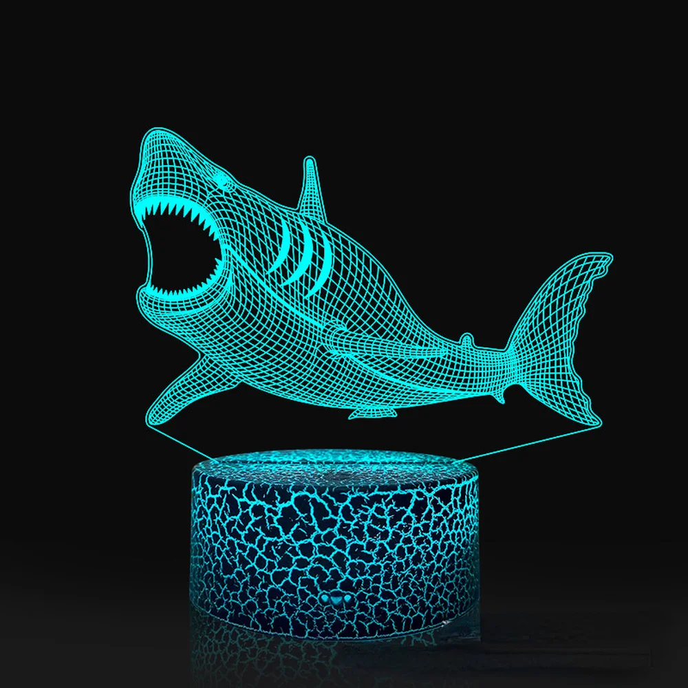 3D LED Night Light Shark Colorful Touch Table Lamp Room Decor Birthday Christmas Gift for Boys Girls Nightlight