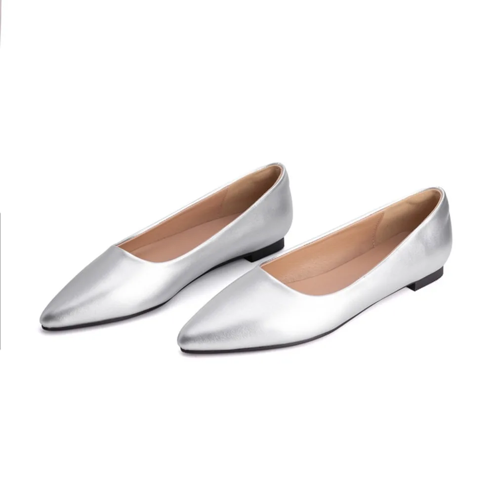 

2026 New Women Extra Large Size 32-54 Shiny Patent Leather Pointed Toe Flat Shoes Multi Color Daily Wear Footwear M1001A