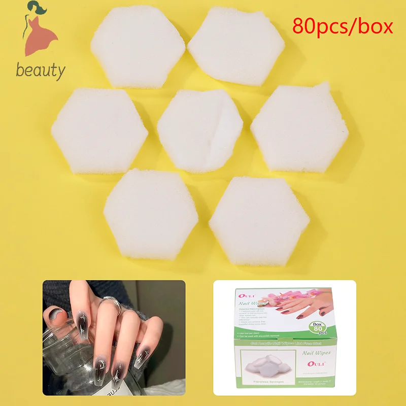 80 stücke Nail art Gel Polnisch Maniküre Werkzeuge Malerei Entfernen Nagellack Hexagon Nagel Schwämme Puffer Dateien Ändern Farbe