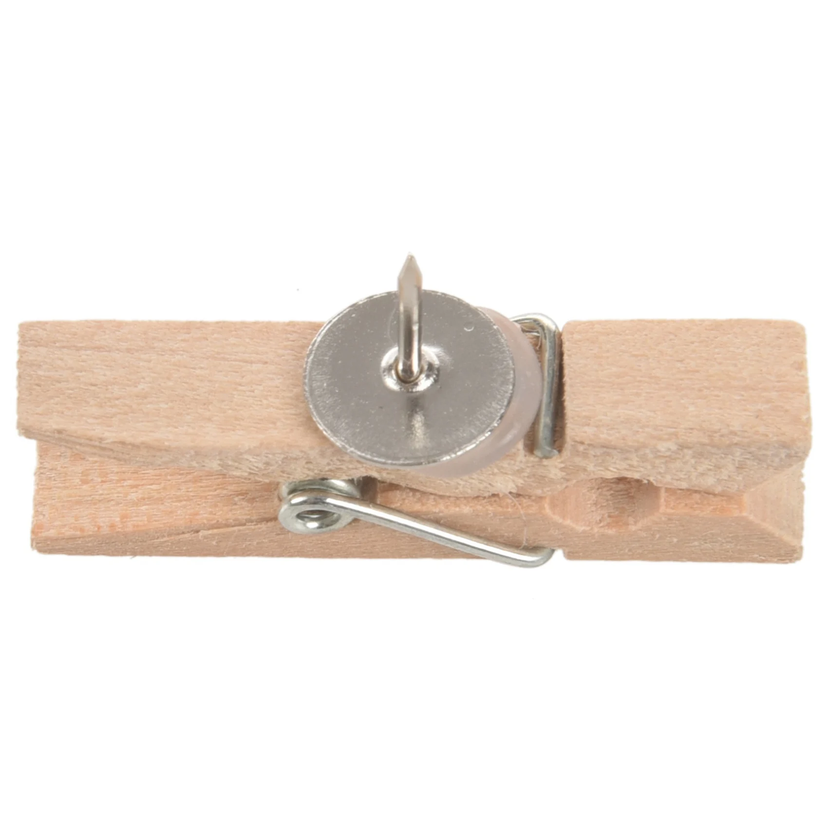 Push Pins With Wooden Clips Pushpins Tacks Thumbtacks, Creative Paper Clips With Pins Natural Color 60Pcs