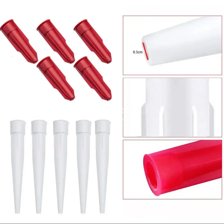 Imagem -04 - Silicone Tubo Bico Cap Substituição Dicas Calafetagem com Cartucho Vermelho Sealant Reposição Home Ferramenta de Construção 1220 Pcs