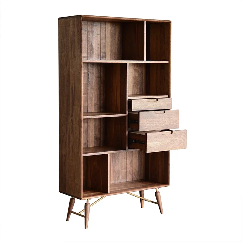 Solid wood bookcase cabinet modern Japanese style home office apartment dining side cabinet