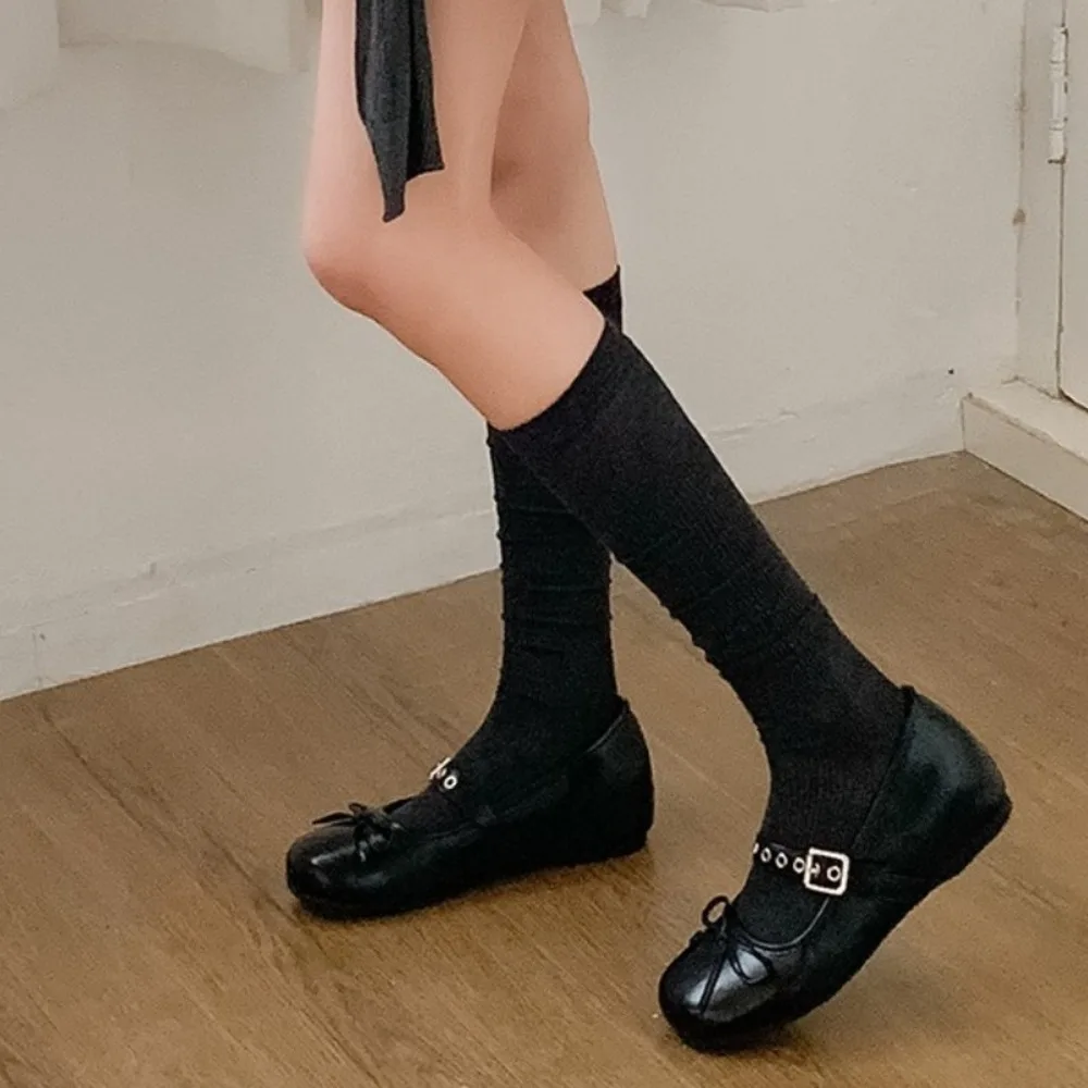 

Breathable Thin Knee High Stockings Simple Harajuku JK Calf Long Socks Hosiery Solid Color Mid-tube Stocking Women Spring Summer