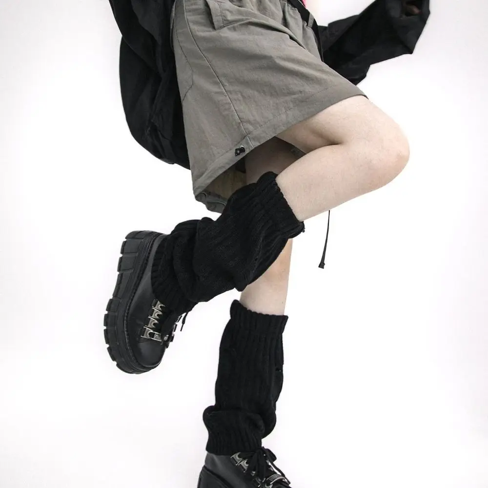 

Fashion Preppy Leg Warmers Knitted Broken Hole Socks Mid Tube Socks Foot Cover Y2K Ripped Pile Up Subculture Warm Stockings