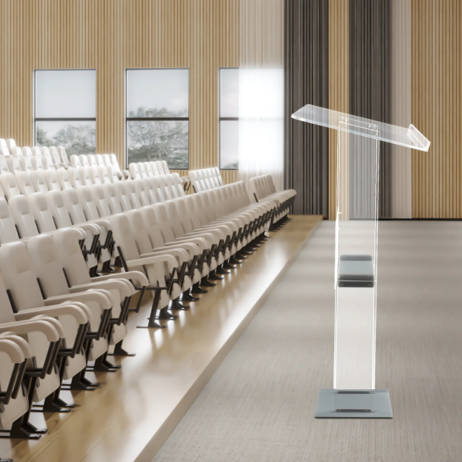 عرض الاكريليك واضح المنبر حامل منبر منصة الكنيسة مكتب المؤتمر المنصة