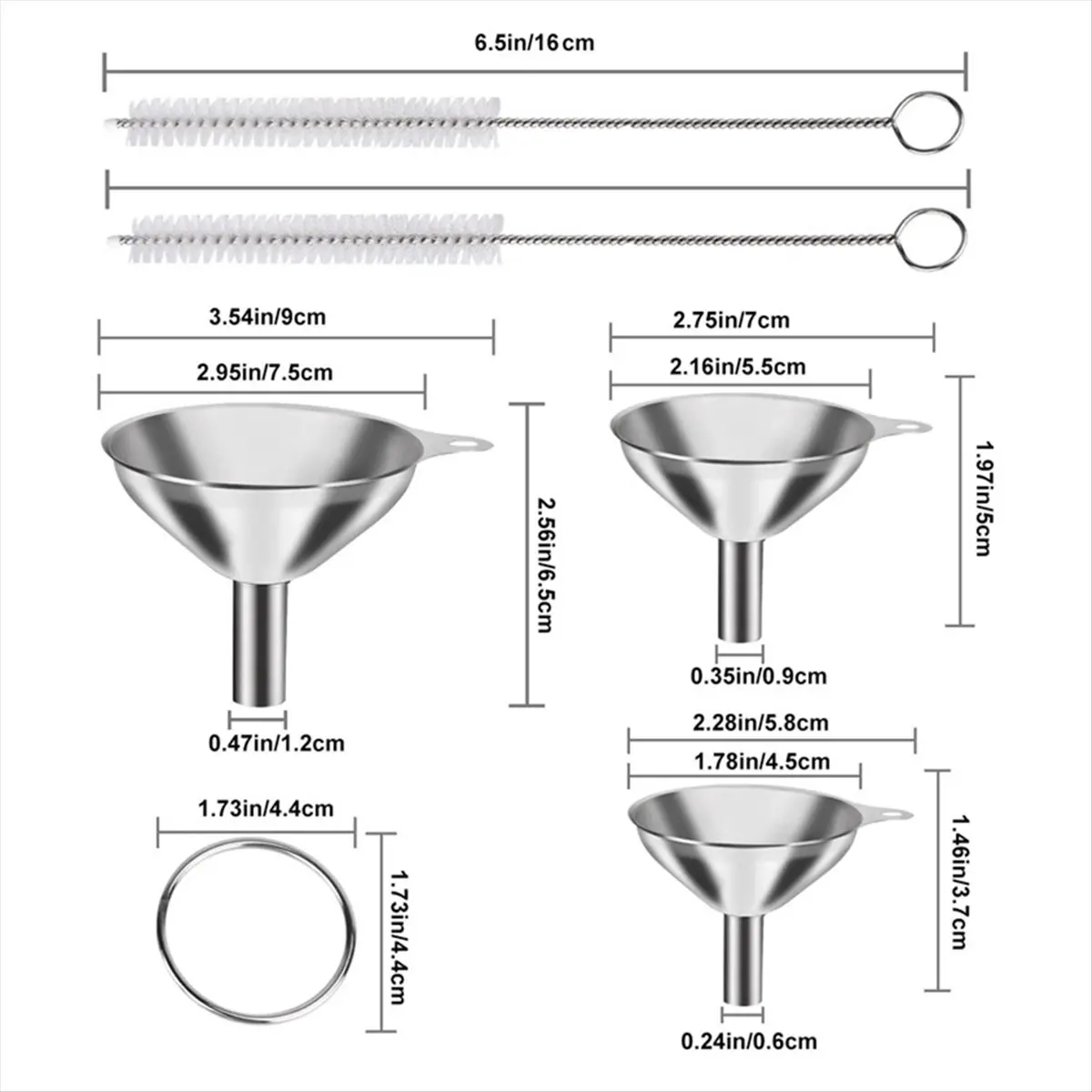 Funnels for Filling Bottles 3Pcs Stainless Steel Mini Kitchen Funnel Set Funnels for Transferring Essential Oils Liquid &LICG