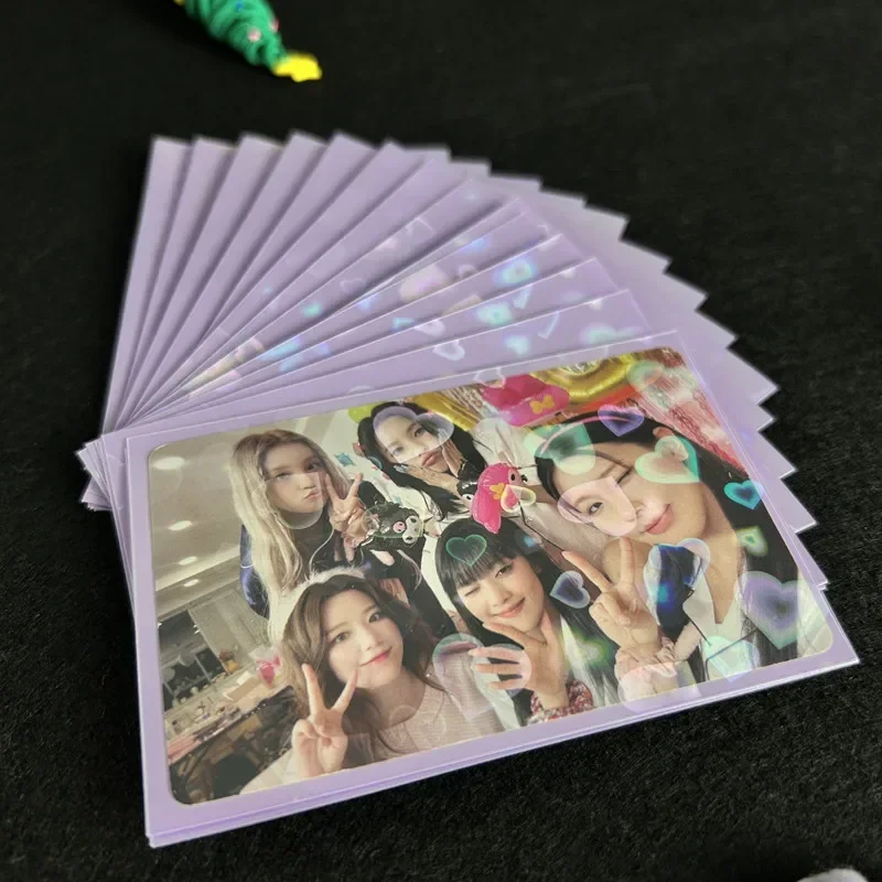 50Pcs Kpop Card Sleeves Card Holder 61*91mm Heart Bling Photocard Holder Photo Card Films Cards Protector Photo Cards Protective