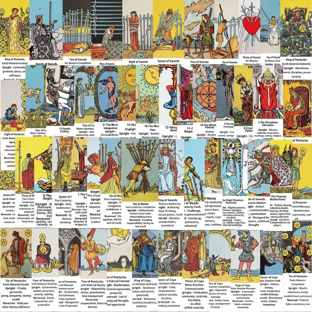 56PCS Borderless Tarot Waterproof Graffiti Stickers for Bicycle Hand Account Pencil Case Decals Golden Memory Stickers Store
